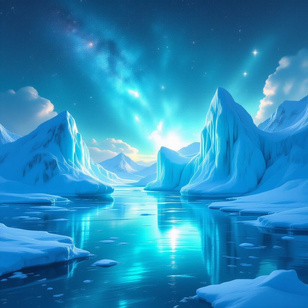 Cosmic Starlight Illuminates Ice Temple Ocean