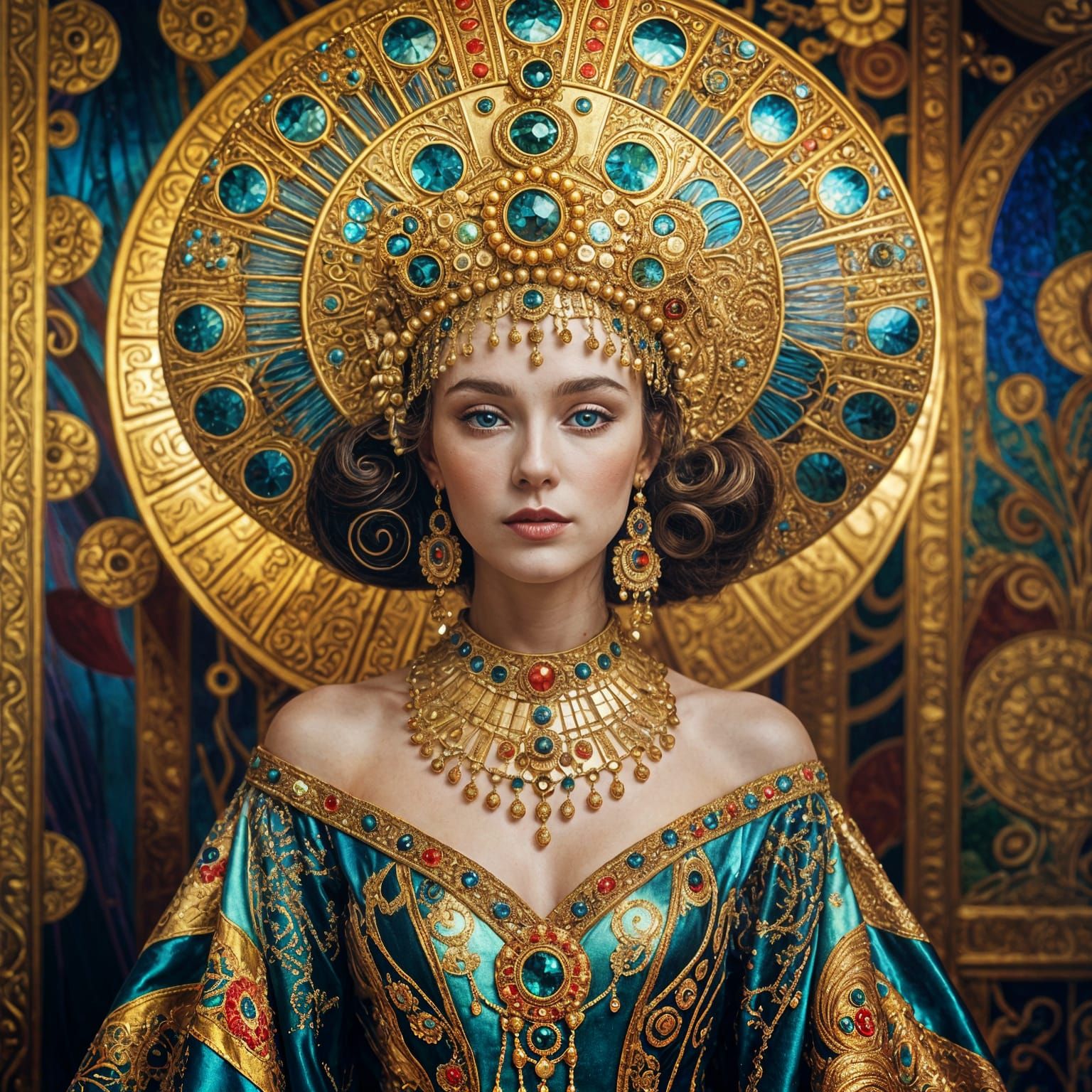 Tsarina Eudoxia in Colorful Art Nouveau Style