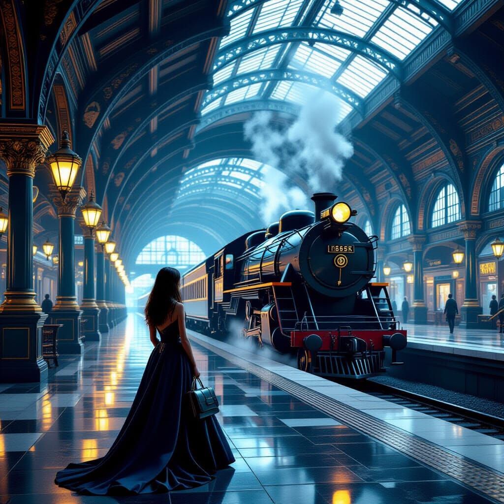 her Waiting at the train station