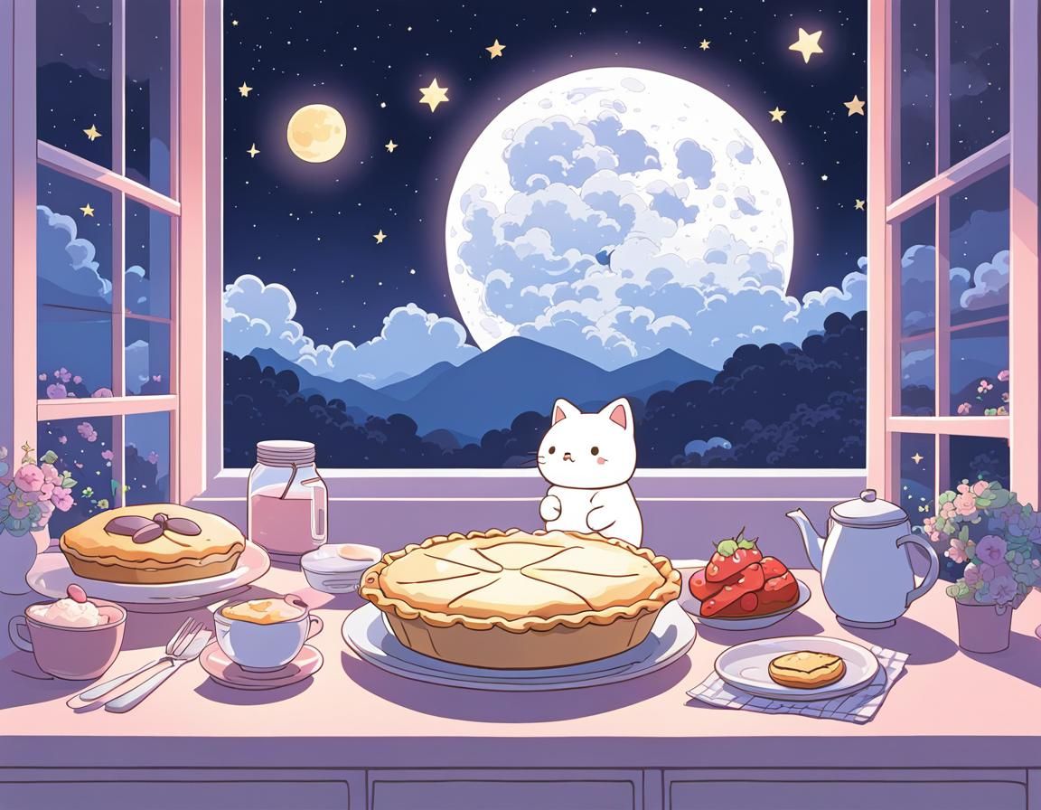 Cat stealing a bit of pie