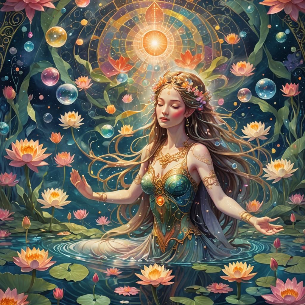 Surreal Astral Naiads Emerge in Holographic Dreamscape