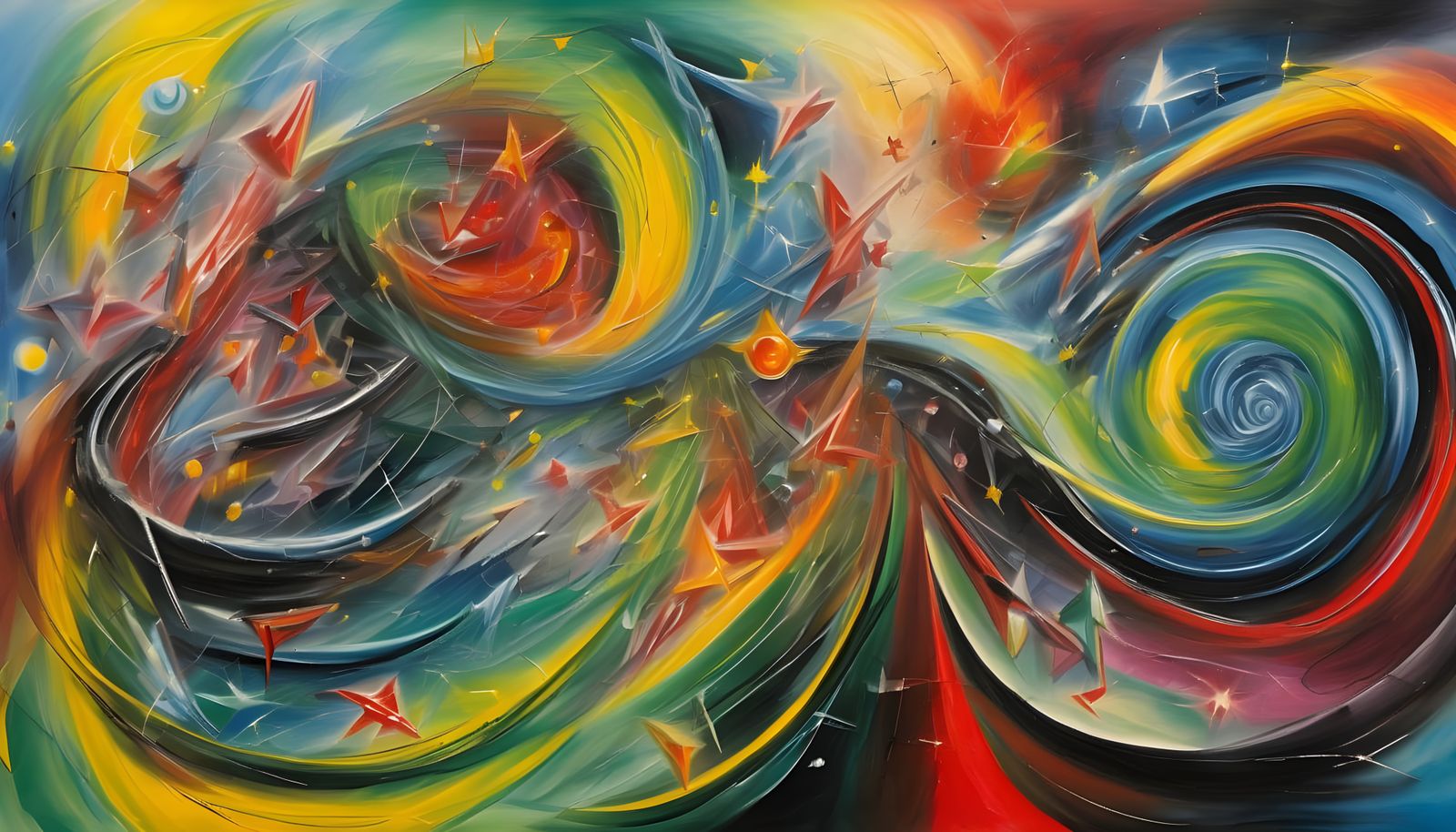 Surreal Plasma Vortexes in Tropical Oil Paint Style