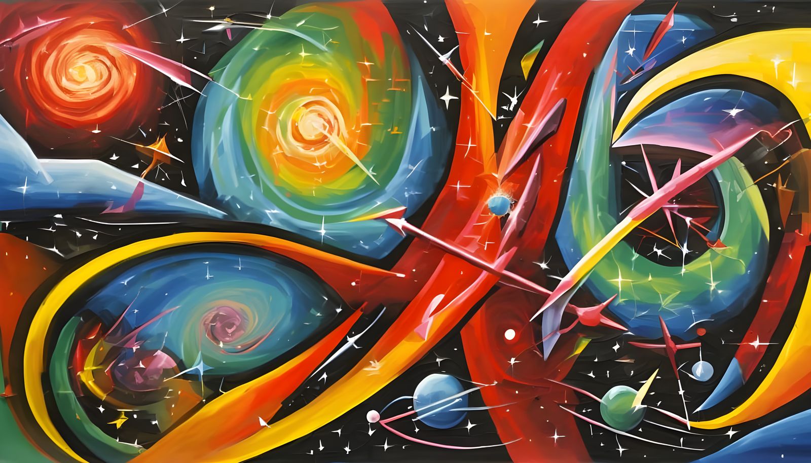 Surreal Plasma Vortexes in Vibrant Tropical Oil Paints