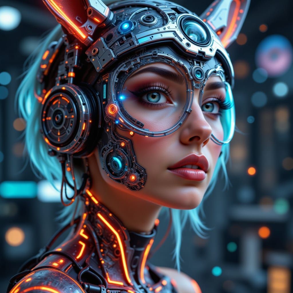 Futuristic Pinup Stargazer with Bunny Ears and Mind-Control ...