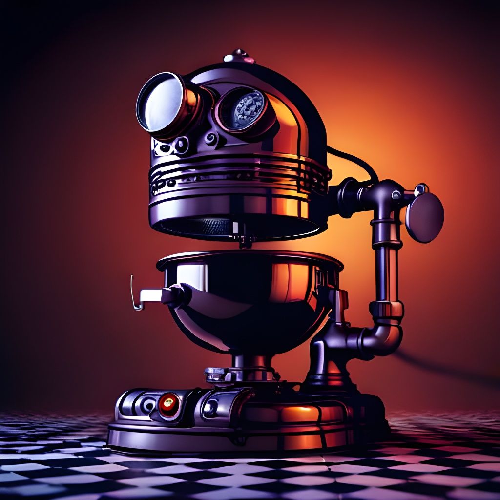 Gremlin Operates Steampunk Mixer in 3D Animation
