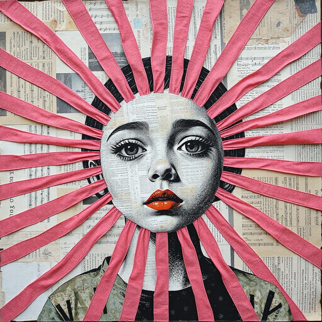 Ethereal Collage in Vibrant Mixed Media