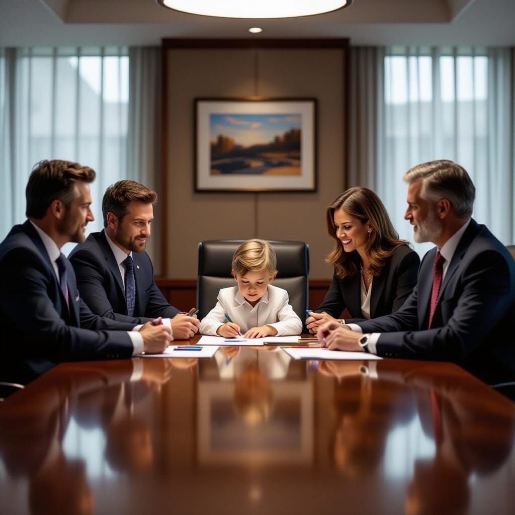 Child CEO Colors in Boardroom