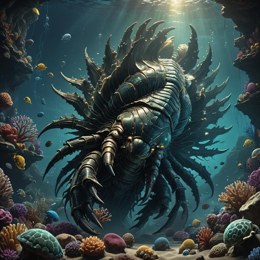 Giant Deep Sea Trilobite with Dark Powers
