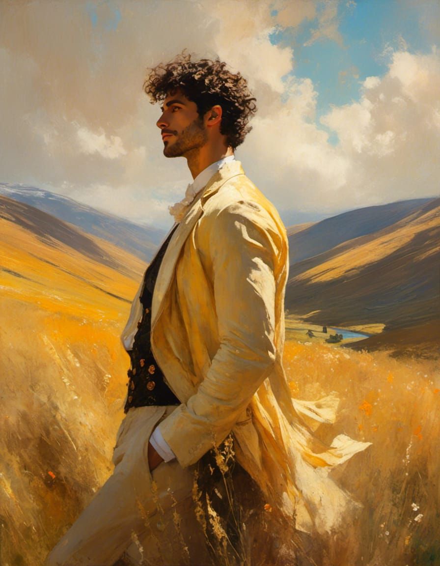 Impressionist Portrait in Scottish Highlands Sunlight