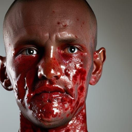 Disturbing Portrait: Body Entering Meat Grinder