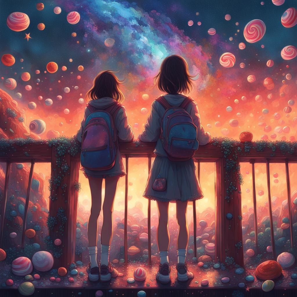 Girl in Candy Wonderland, Surreal Digital Art
