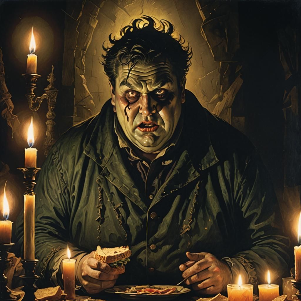 Demented Comedian Eats Sandwich: Grotesque Dark Art