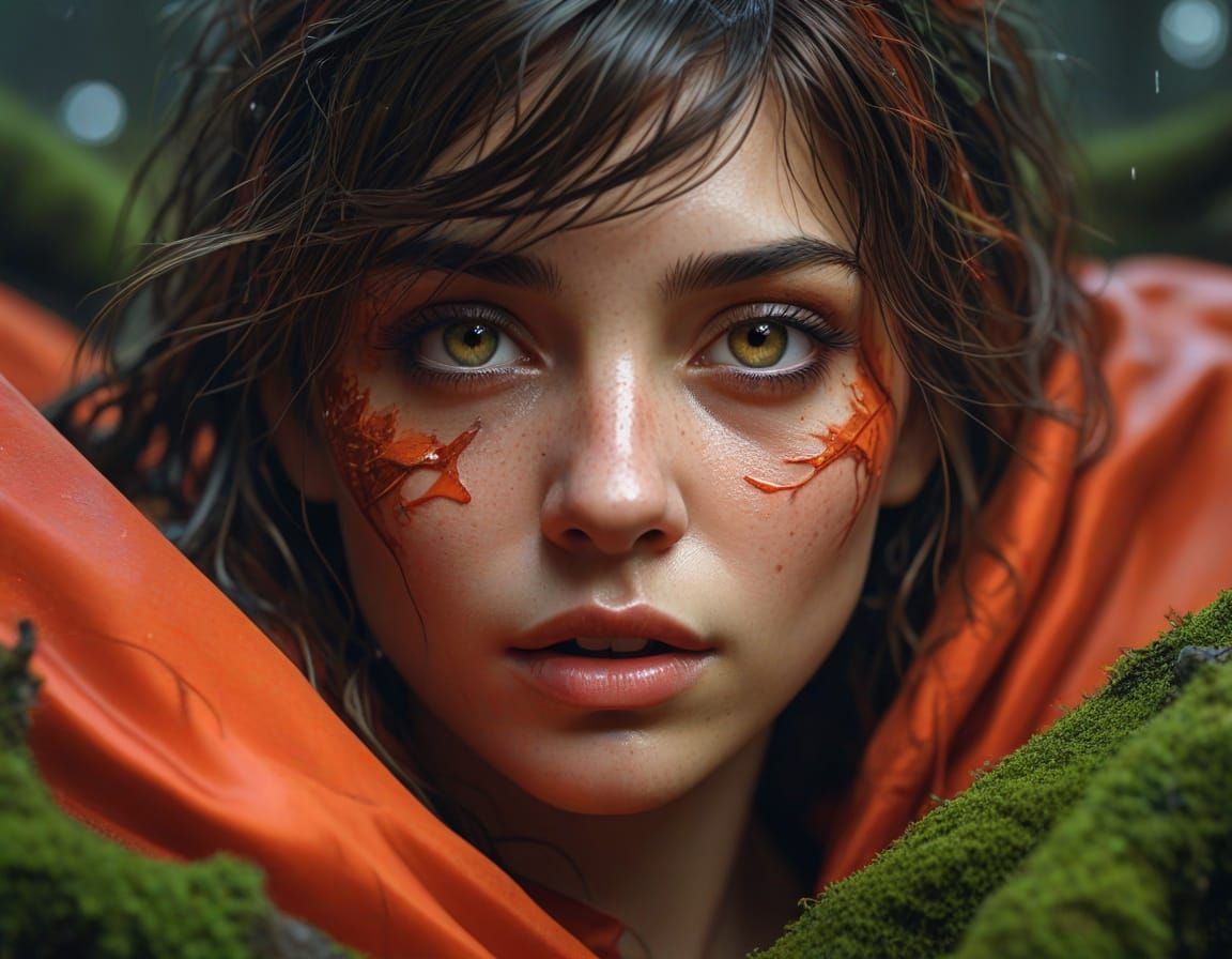 Hyper-Realistic Dystopian Portrait in Neon Light