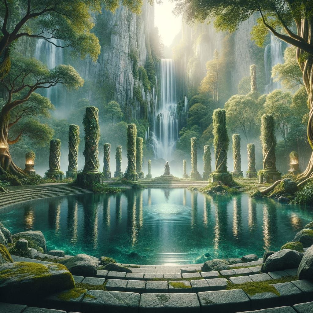 Enchanted Elven Grove with Crystalline Pond