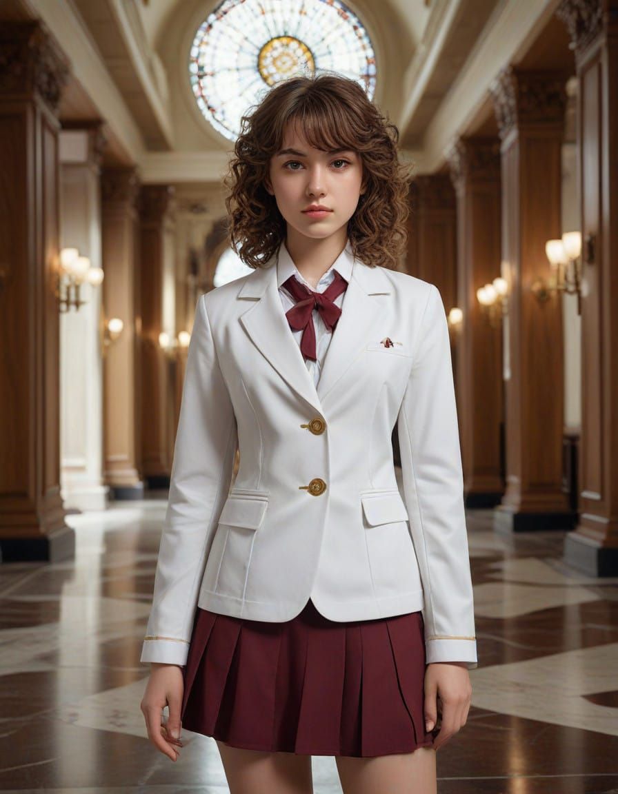 Girl in School Uniform in Vibrant 3D Anime Style