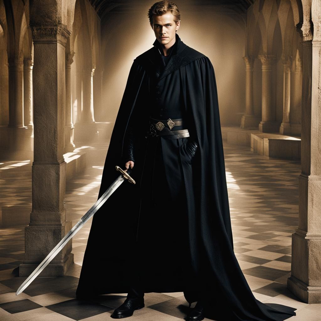 Man in Tuxedo with Medieval Sword