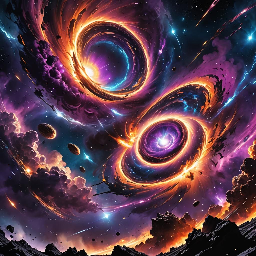 Galactic Collision: A Sci-Fi Manga Black Hole