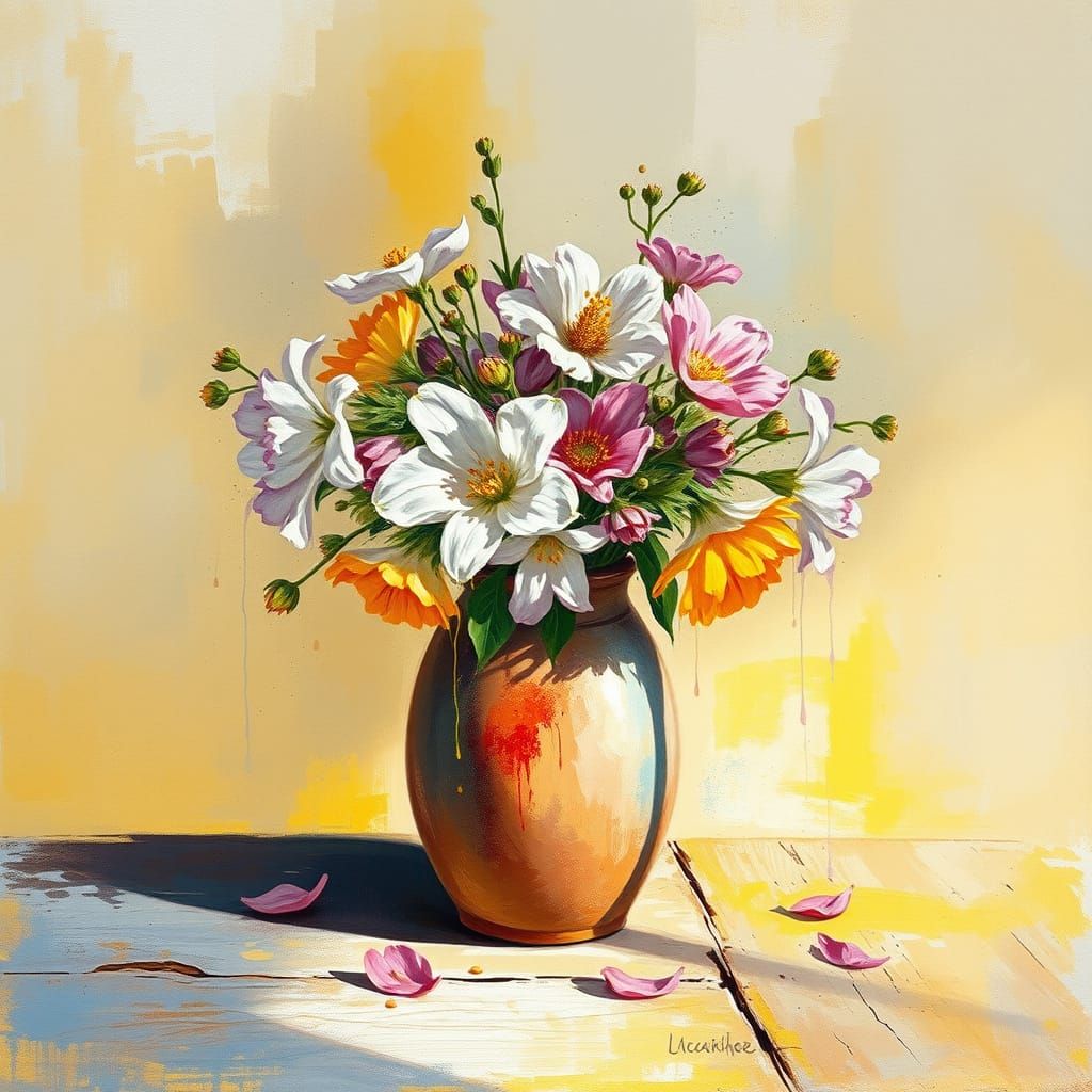 Vibrant Spring Bouquet in Expressive Watercolour Style