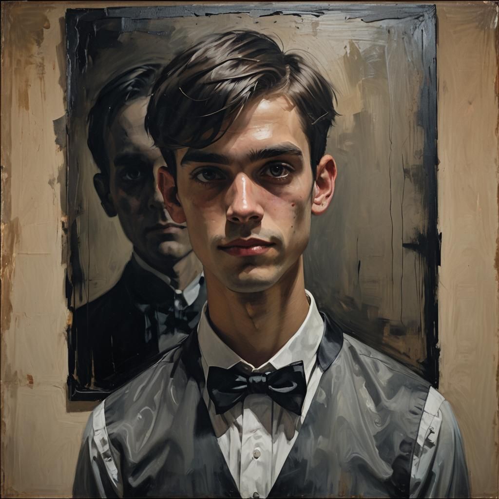 Dark Fantasy Portrait: Artist and Sinister Admirer