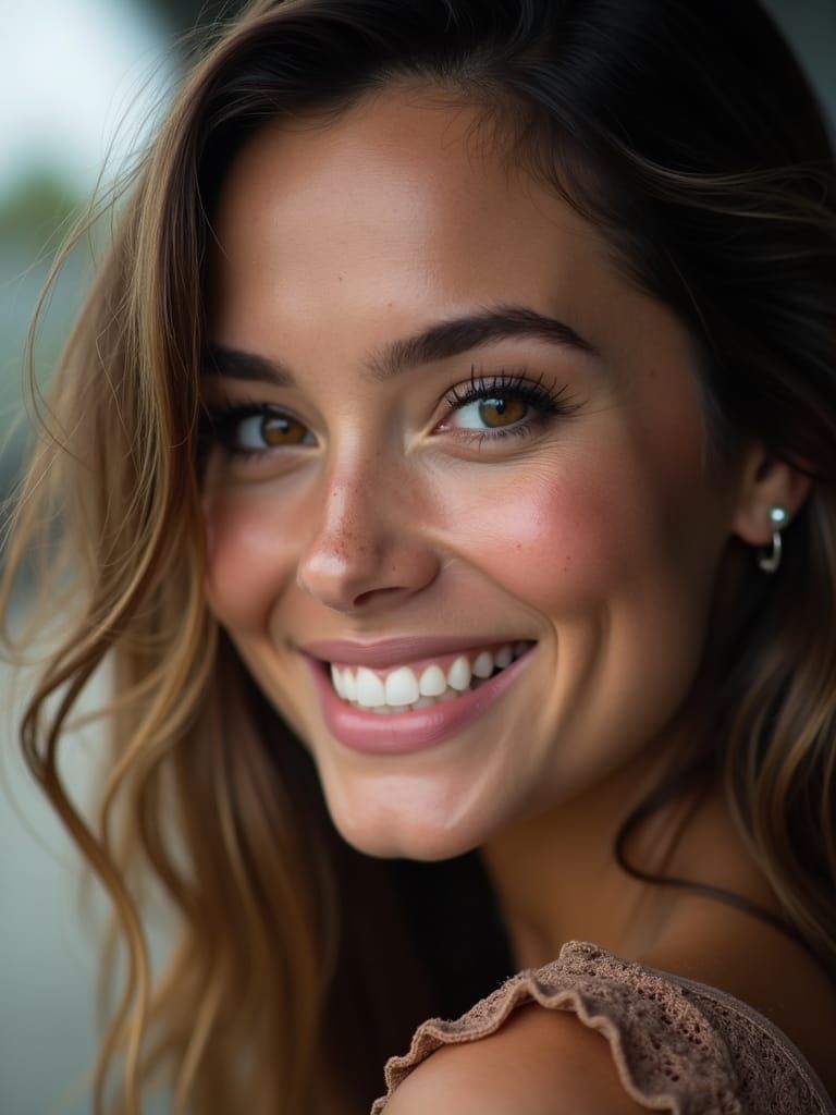 Freckled Beauty in Soft, Hyperrealistic Portrait