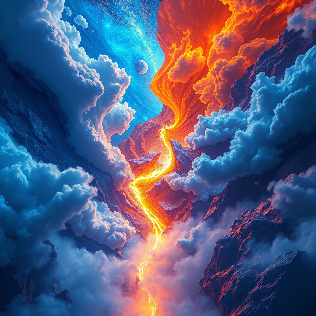 Electric Blue and Fiery Orange Realms Divide