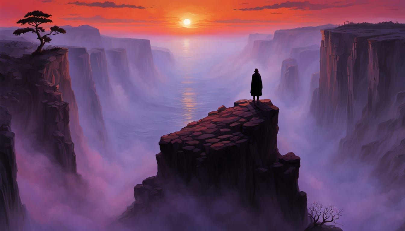 Mysterious Figure Embracing Sunset Glory