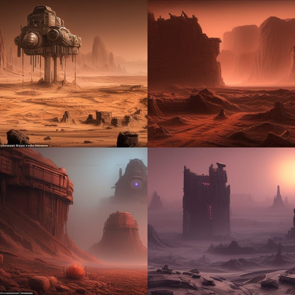 Desolate Abandoned City on Mars: Digital Painting