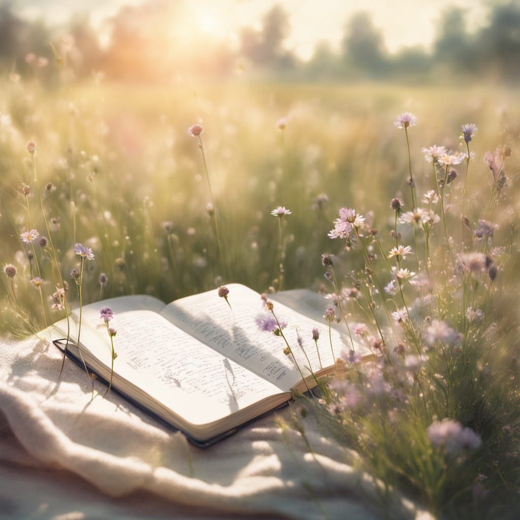 Idyllic Journal in Summer Meadow, Airbrush Art