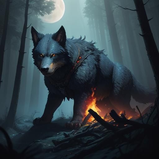 Teenage Werewolf Transformation in Mystical Forest