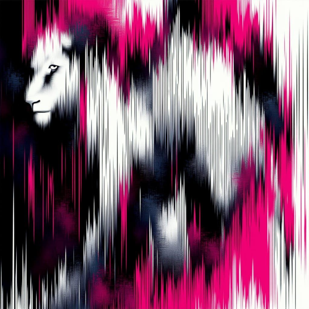 Lion in Vibrant Raster Art