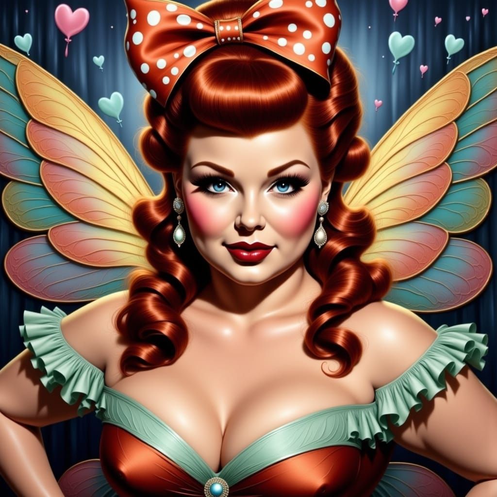 Lucille Ball as a Plus Size Fairy with Red Hair