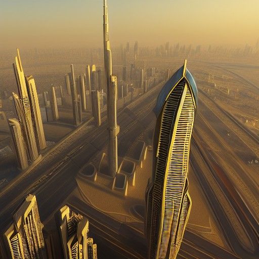 Dubai Hot Air Balloon Over Golden Skyscrapers