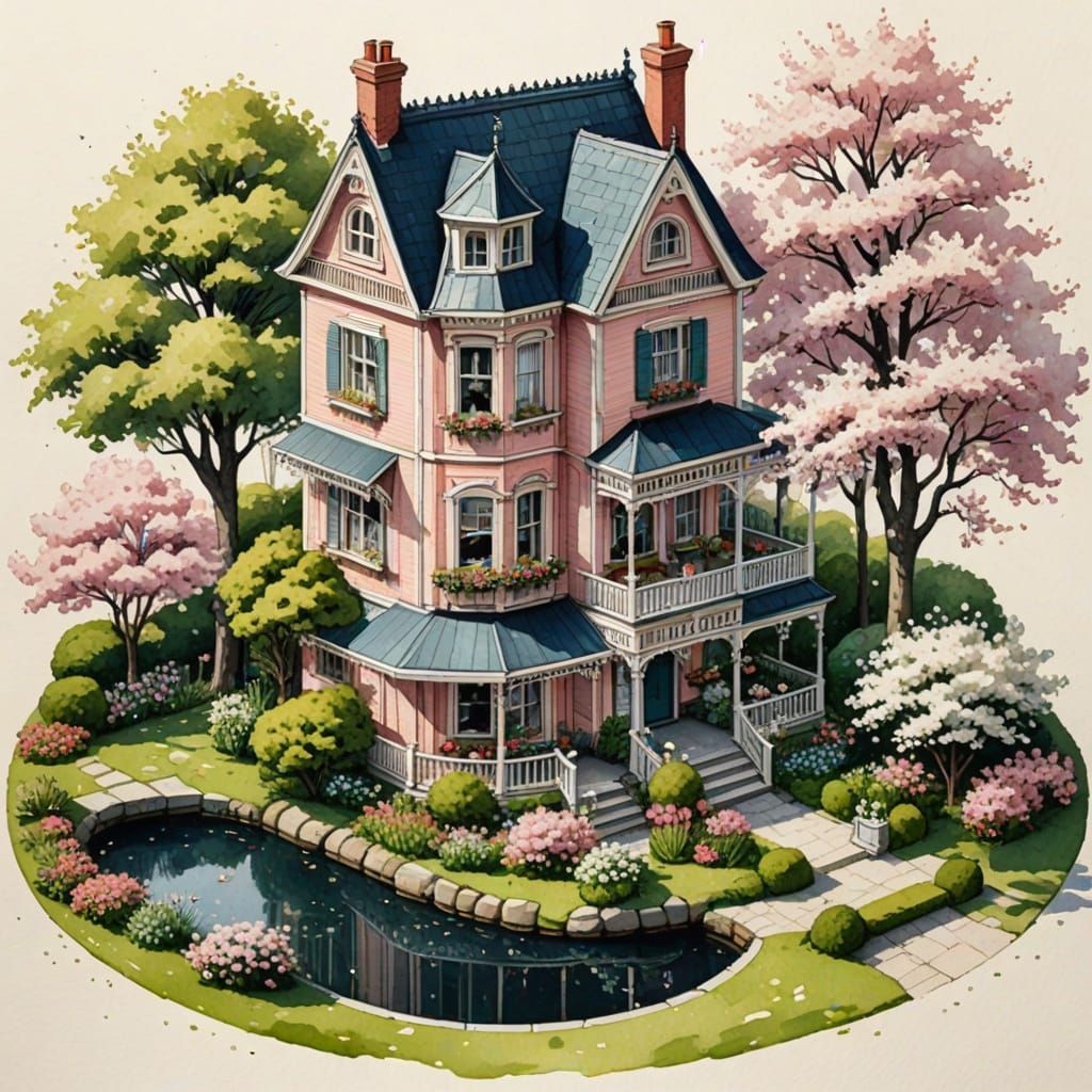 Beautiful Victorian House with Sakura Garden