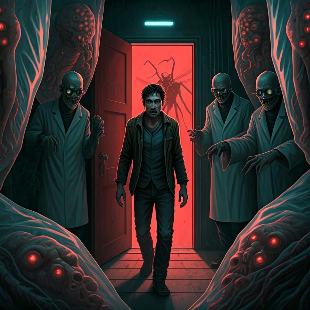 Eerie Red Doorway to a Lovecraftian Nightmare