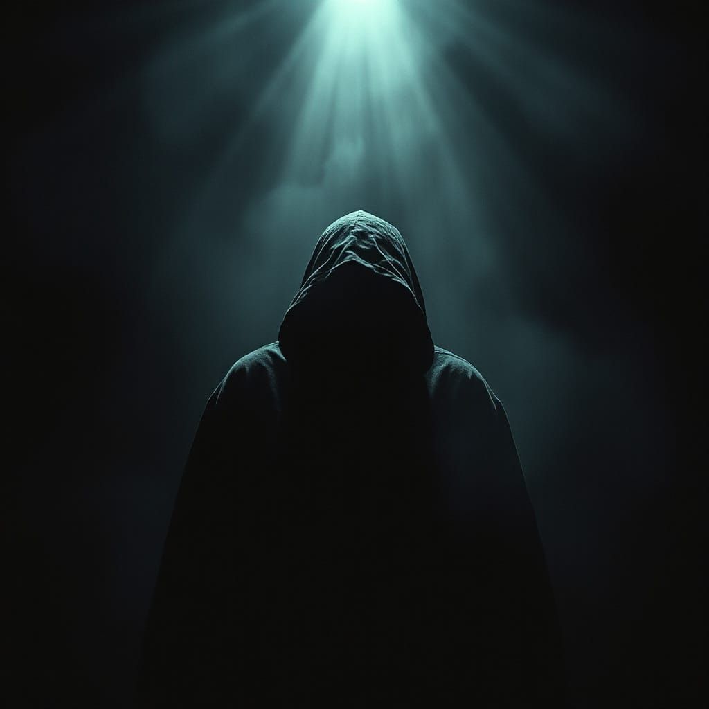 Ominous Figure in Darkness: Cinematic 35mm Film