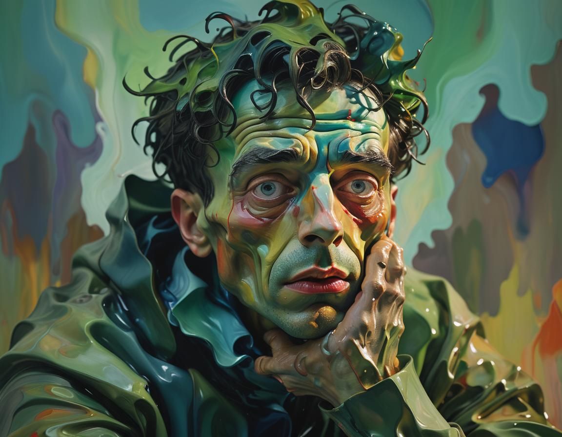 Melting Man Portrait in Expressionist Style