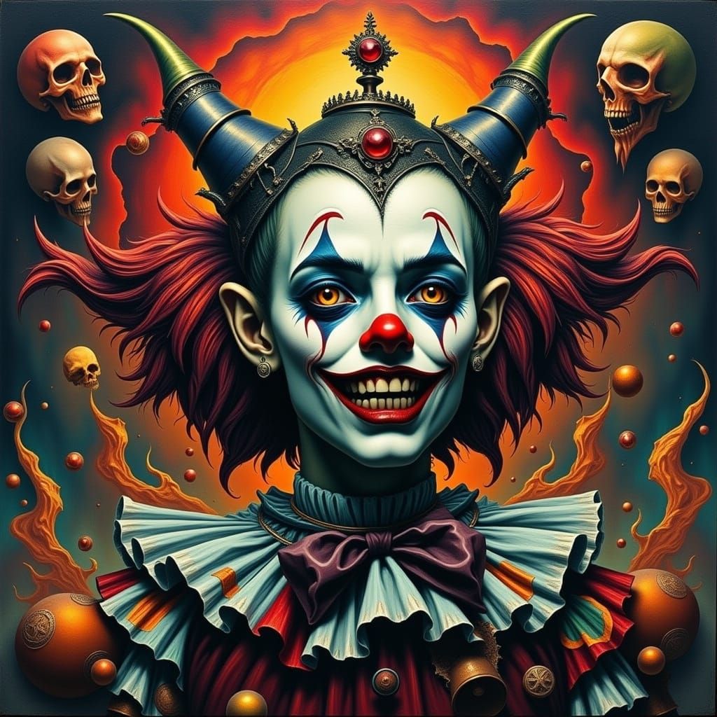 Heavy Metal Surreal Clown in Eerie Style