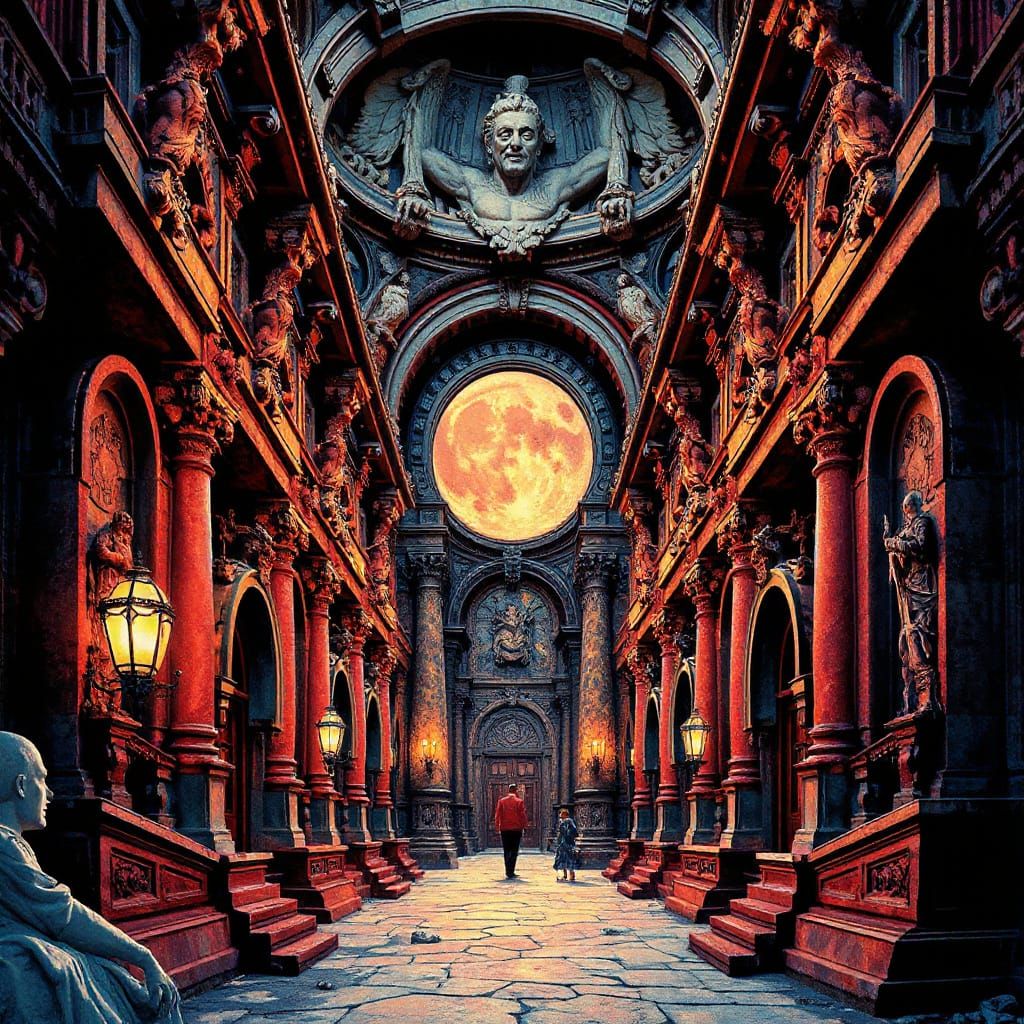 Imperial Dark Baroque Architecture in High Relief