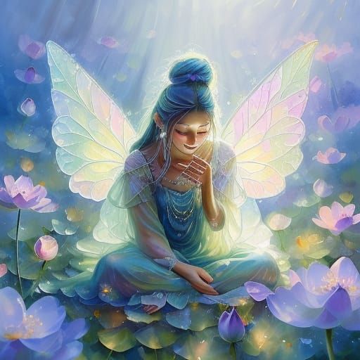 Dewdrop Fairy in Whimsical Oil Paint Style