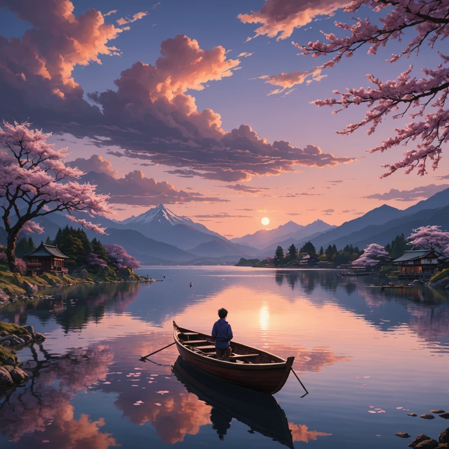 Hyperrealistic Sunset Landscape Inspired by Studio Ghibli