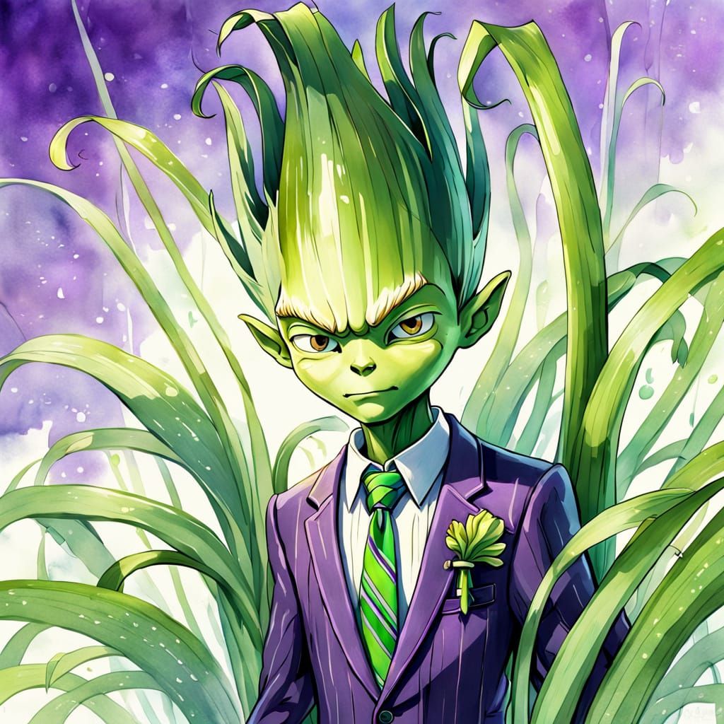 Whimsical Leek Wearing a Necktie in Vibrant Hues