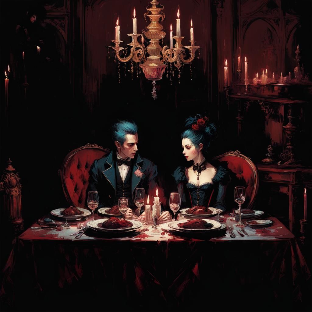 Goth Punk Couple at Rococo Gothic Dinner