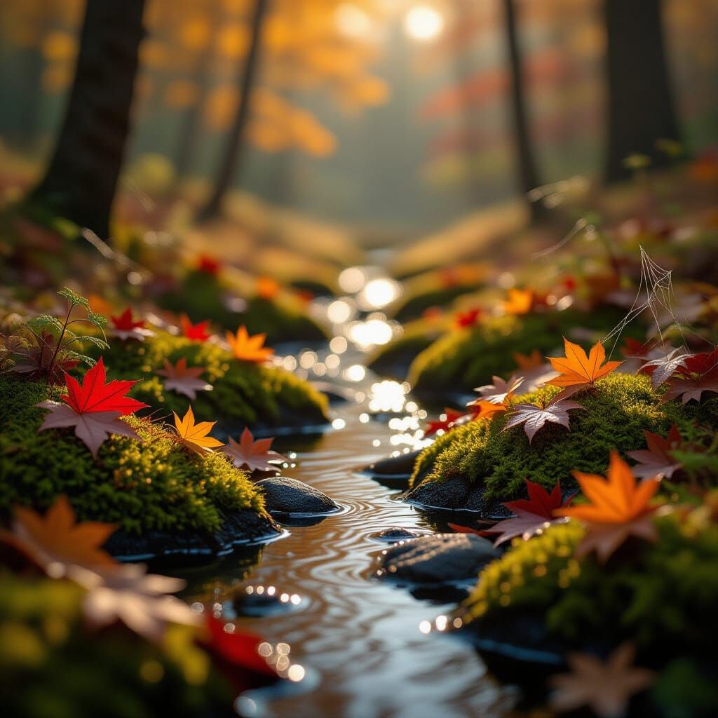 Miniature Autumn Forest Floor Macro Photography