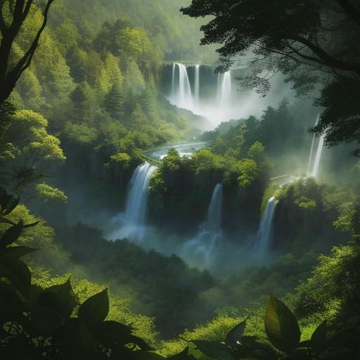 Lush Forest Village as Comic Book Art