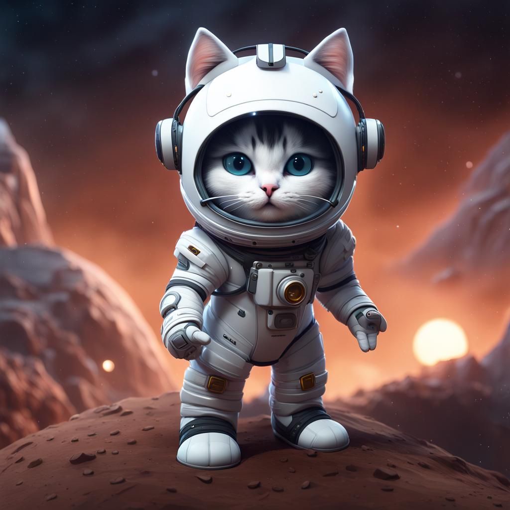 Astronaut Cat on the Moon in Pixar Style