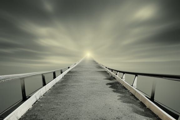 Surreal Concrete Bridge to Nowhere: Fine Art