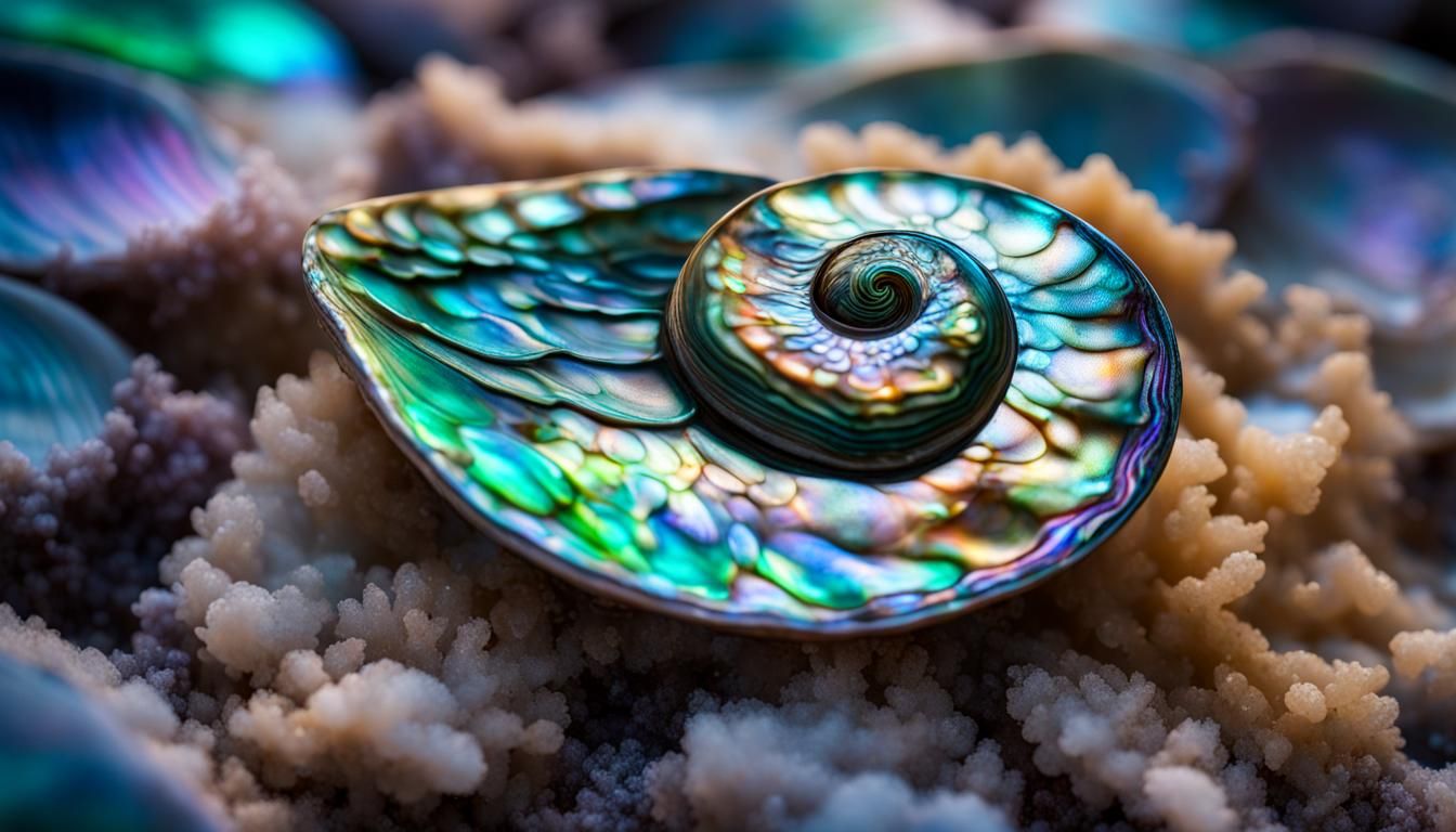 Abalone Dragon with Shimmering Shell in HDR