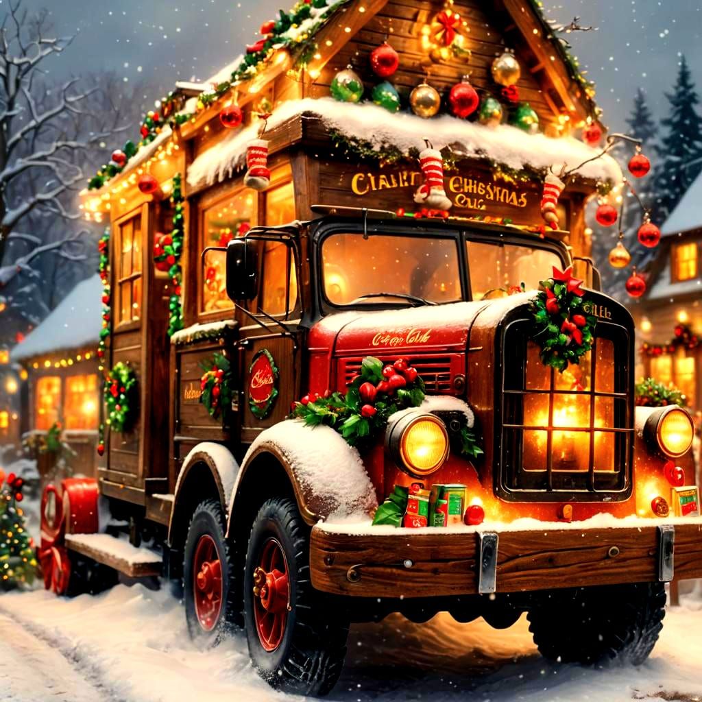 Fantastical Coke-a-Cola Christmas Truck in Whimsical New Age...