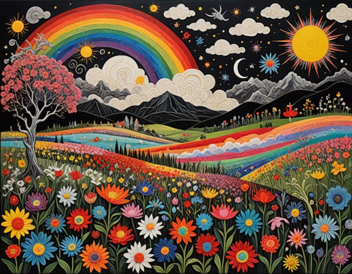 Vibrant Spring Florals in a Retrofuturistic Dreamscape