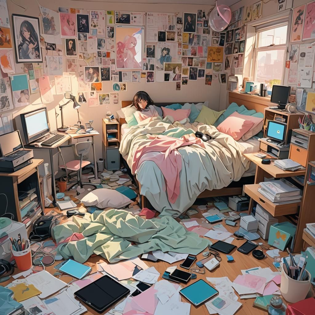 Teenage Girl's Room in Anime Style